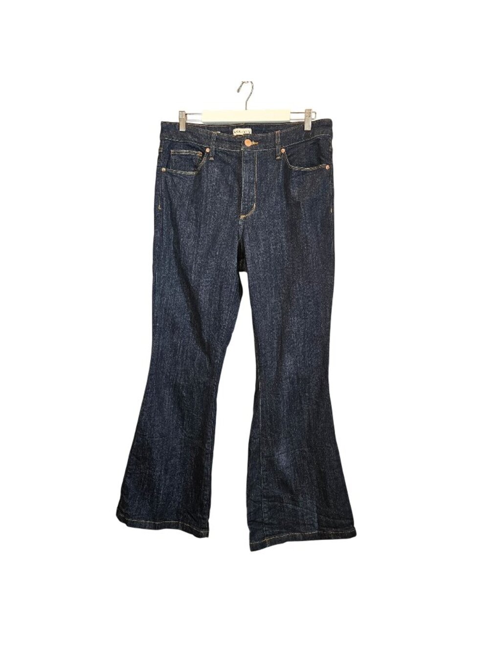 Ava & Viv Womens 16 High-Rise Flare Jeans Dark Wash boho bell bottoms retro fun